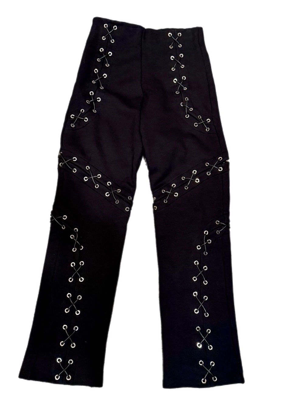 NEW MANIERE DE VOIR STRAIGHT LEG BLACK LACE UP PANTS - Picture 2 of 11